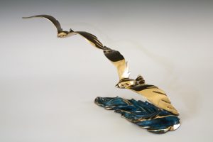 Waveswept Small Bronze Bird Sculpture by Terrie Bennett Sculpture