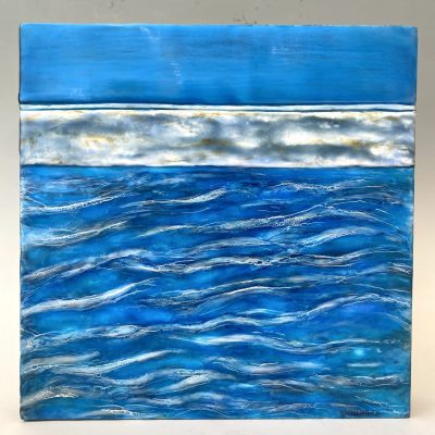 Moody Blues, Encaustic Painting by Terrie Bennett